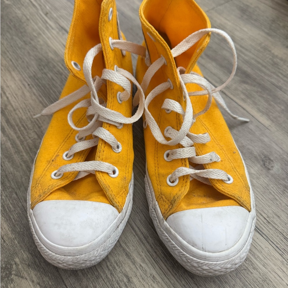 Converse Kids Yellow High-Top Canvas Sneakers with White Laces